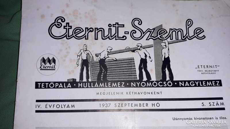 September 1937, eternit review, specialized advertising newspaper/catalogue of the construction industry period, according to the pictures