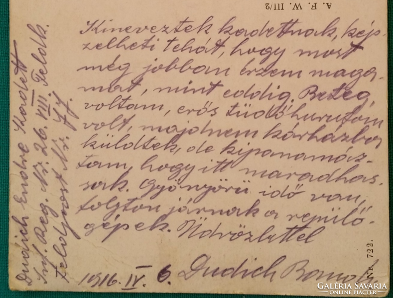 Antik képeslap - Dudich Endre kadét kinevezése - K.U.K. Schreiber” 26. sz. gyalogezred