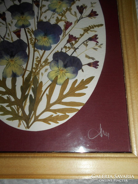 Framed Signed Flower Arrangement Violets Included