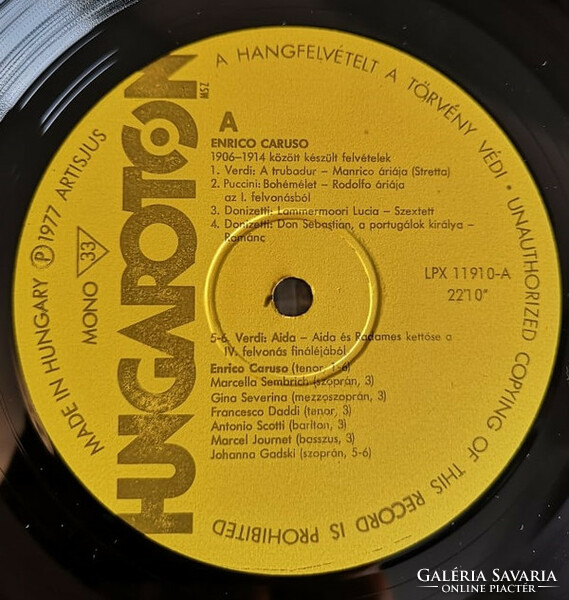 Enrico caruso - recordings made between caruso 1906-1914 (lp, comp, mono)
