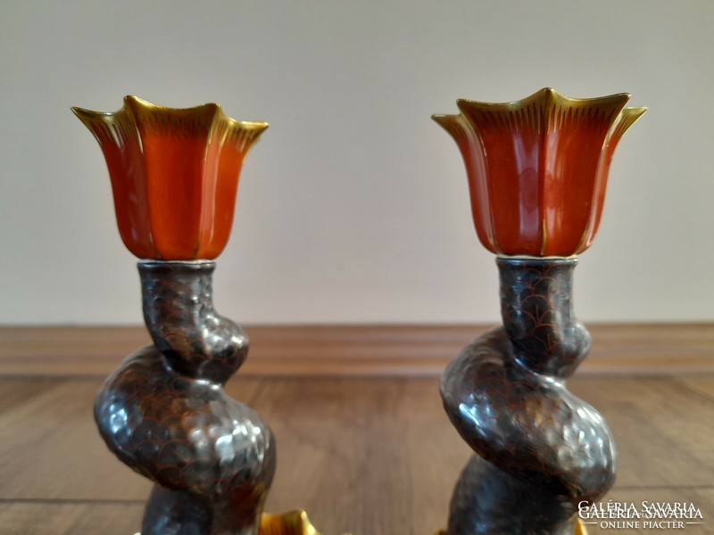 Pair of old fish candle holders from Herend