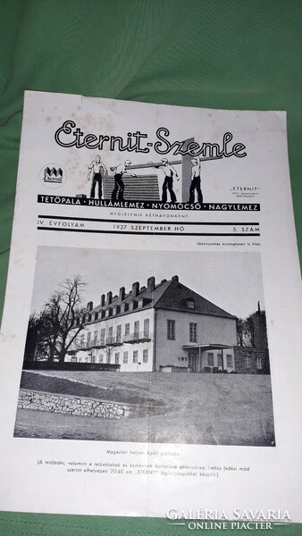 1937.szeptember ETERNIT SZEMLE építőipari korabeli szakírányú reklám újság/katalógus a képek szerint