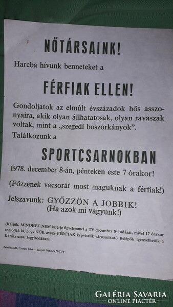 1978.mini plakát szórólap A NŐK A FÉRFIAK ELLEN feminista megmozdulás mementója a képek szerint