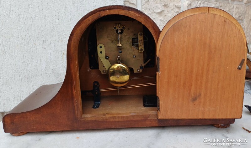 Desk clock bim-bam art deco art deco half-striker! Fireplace clock convex glass. Also video.