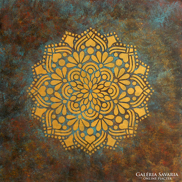 TIBRI Alkotóműhely - Mandala II. - keretezve 65x65cm - alkotás: 50x50cm - B23/101