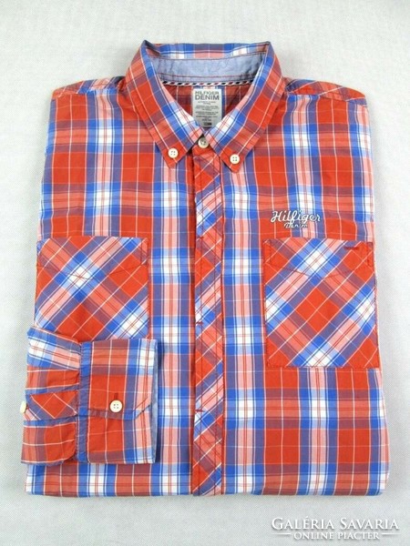 Original tommy hilfiger (l) men's checkered long sleeve shirt