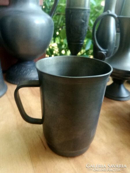 95% Zinn pewter drinking glass mug with handle - art&decoration