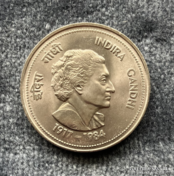 Indira Gandhi 1984 - 5 India Rupees - indiai rúpia emlékpénz