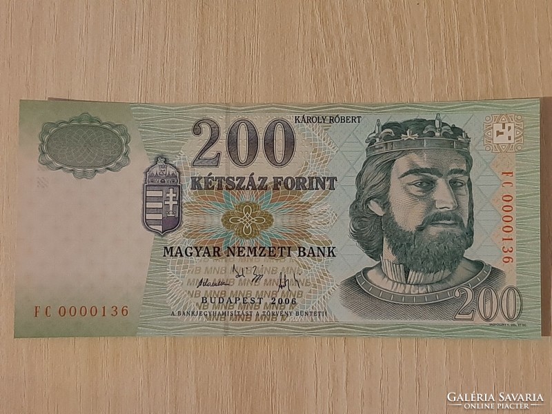 2006 -os 200 forint UNC Ritka alacsony sorszámmal és ritka FC betűjellel