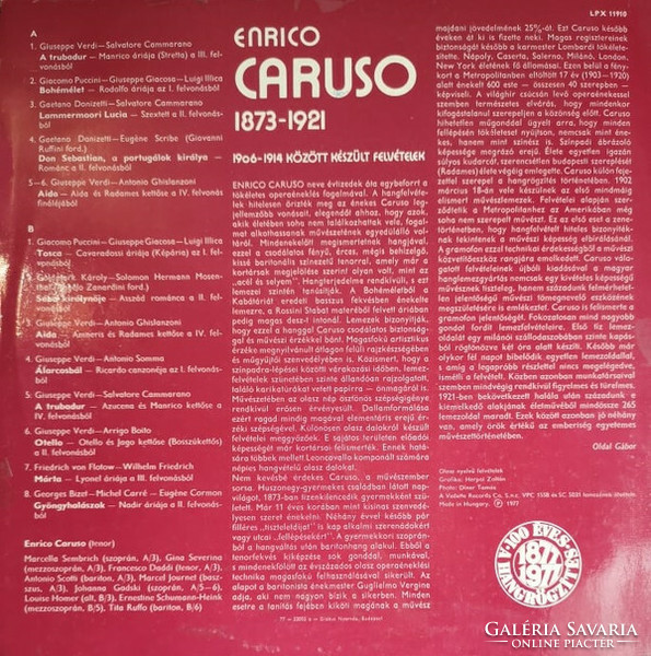 Enrico caruso - recordings made between caruso 1906-1914 (lp, comp, mono)