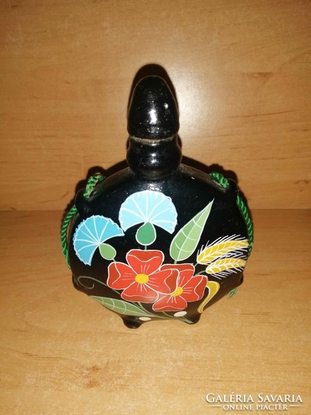 Ceramic water bottle core with folk art pattern. 12.5 cm, width 9 cm (36/d)