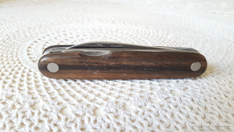 Wooden pocket knife, knife with fork and corkscrew