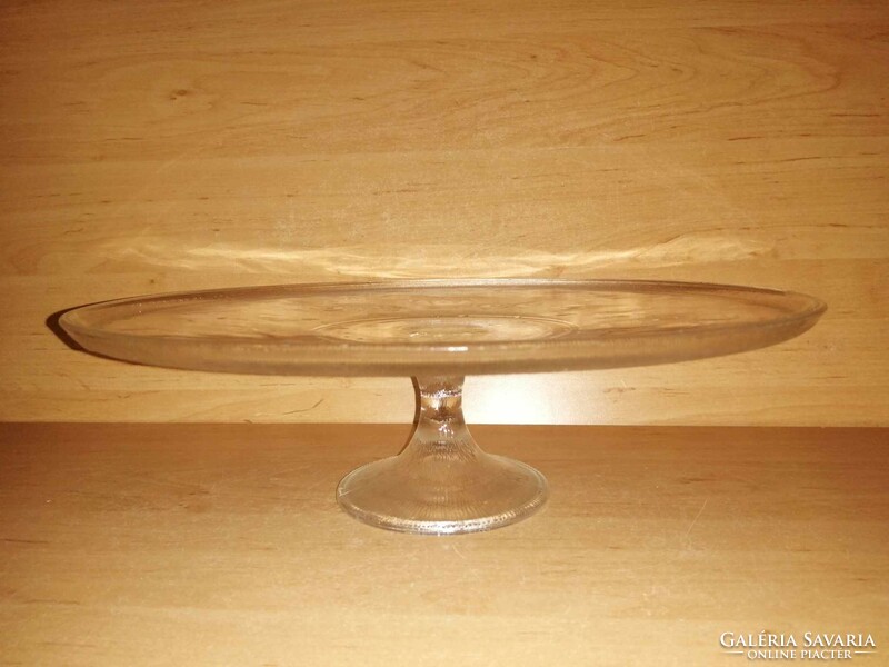 Talpas üveg gyümölcsmintás tortatál sütemény kínáló asztalközép - átm. 31 cm (asz)