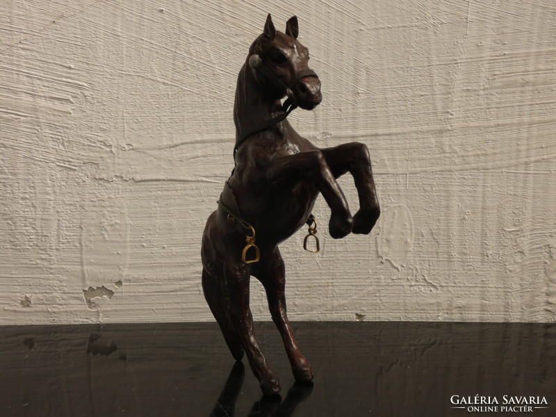 Leaping horse sculpture made of leather, beautiful leather work made in the 1970s. From France!