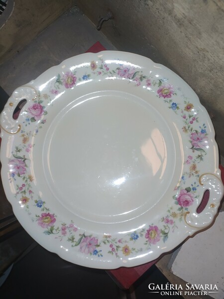Porcelain serving bowl with handles, centerpiece