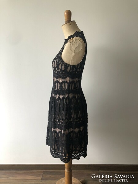 New oasis elegant black party dress, lace dress - size: 38, m, uk10