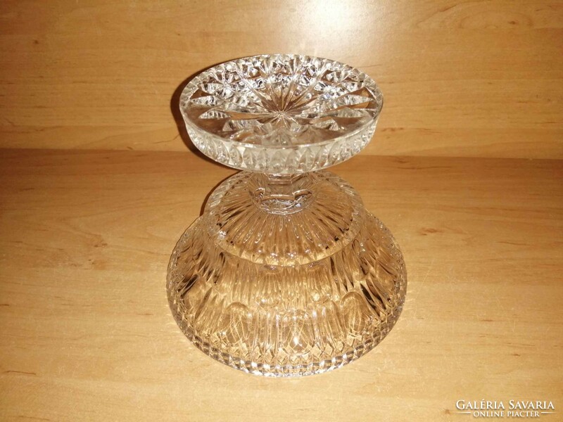 Vastag üveg talpas kínáló tál asztalközép - 13 cm magas (6/p)