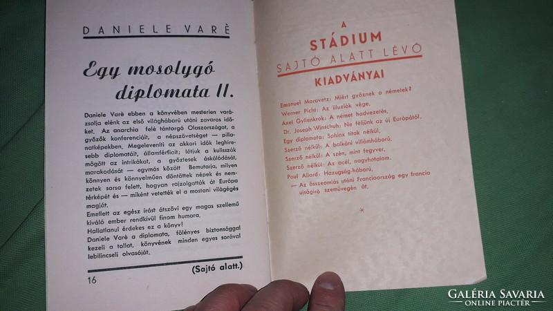 1941. A STÁDIUM nyomdai R.T. őszi és karácsonyi könyv katalógusa a képek szerint