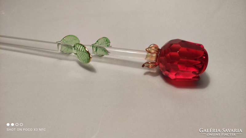 35 Cm polished crystal glass rose thread flower thread in a gift idea