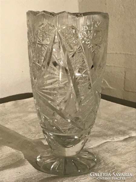 Régi cseh metszett kristály váza