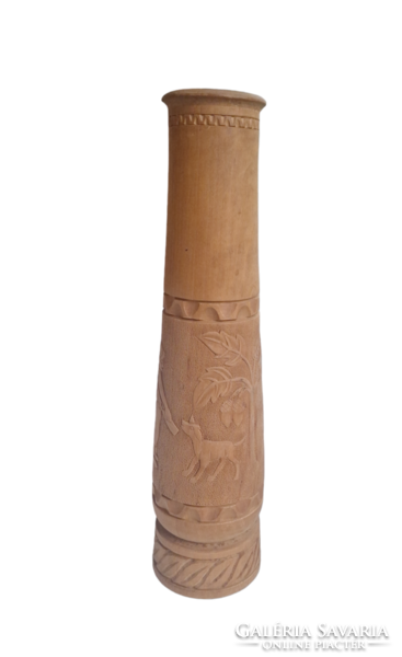 Carved wooden craftsman flower vase 28 cm high