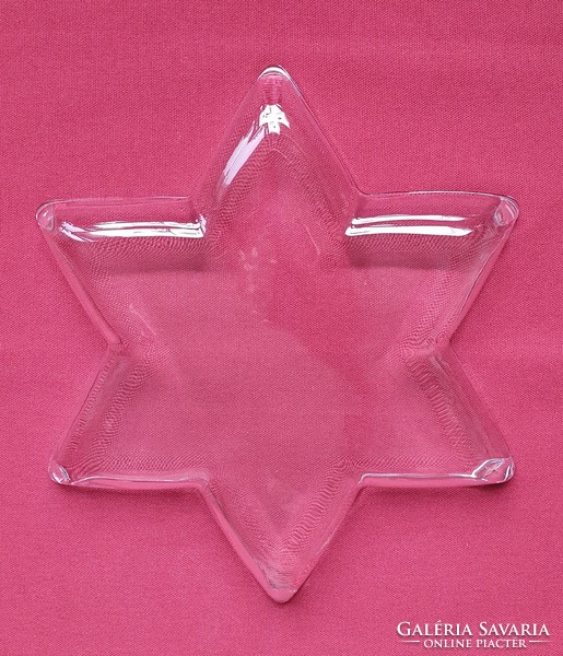 Karácsonyi üveg csillag alakú tálaló tál kínáló asztalközép