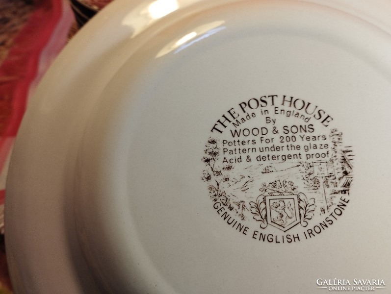 Gyönyörű angol jelenetes porcelán tányér készlet,12 darab