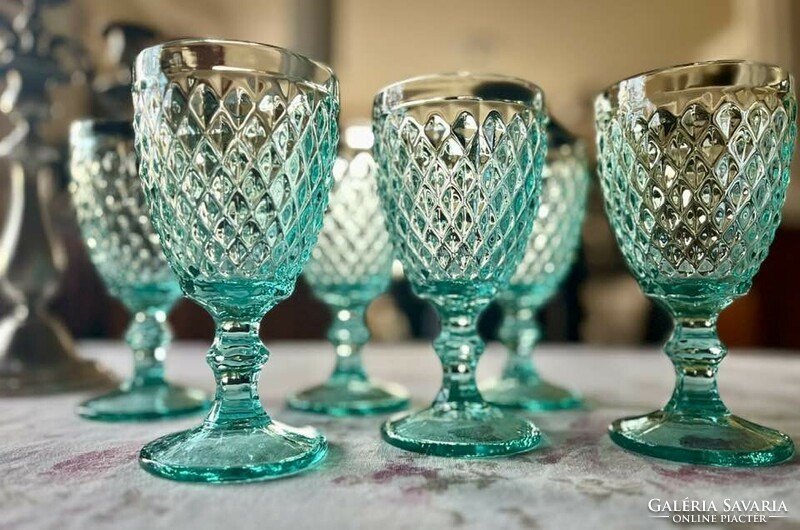 Turquoise glasses with feet