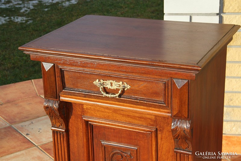 Old German carved bedside table