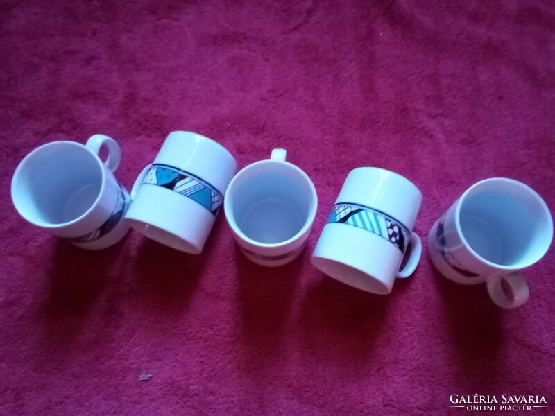Ritka modern mintás Zsolnay porcelán teás készlet 5 személyes karácsonyi ünnepi alkalmakra