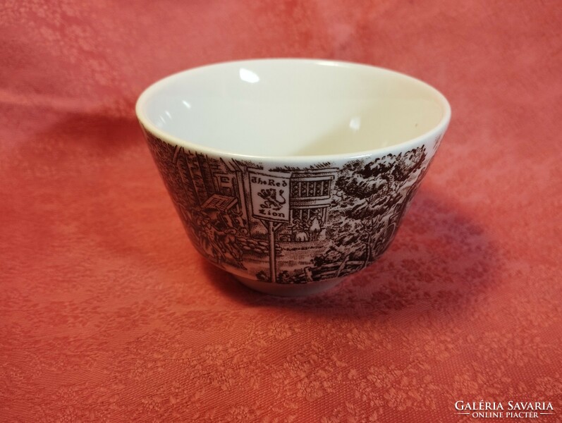 English scene porcelain cup without handle, sugar holder