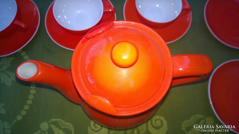 Retro orange Zsolnay coffee set-coffee cup-coffee pot also individually