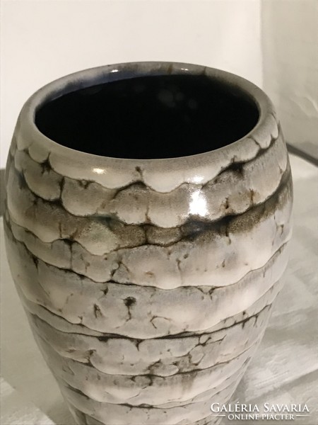 Retro Hódmezővásárhelyi barna fehér váza
