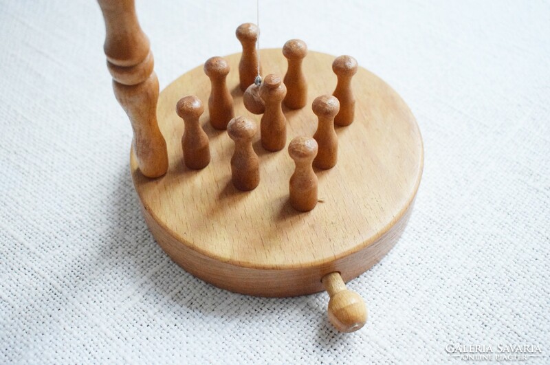 Asztali teke , ügyességi fa játék , 13 x 28,5 cm