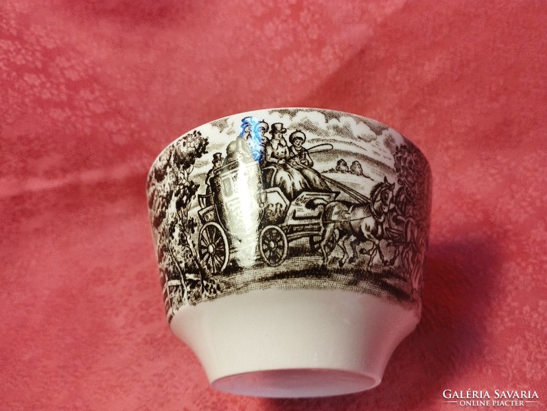 English scene porcelain cup without handle, sugar holder