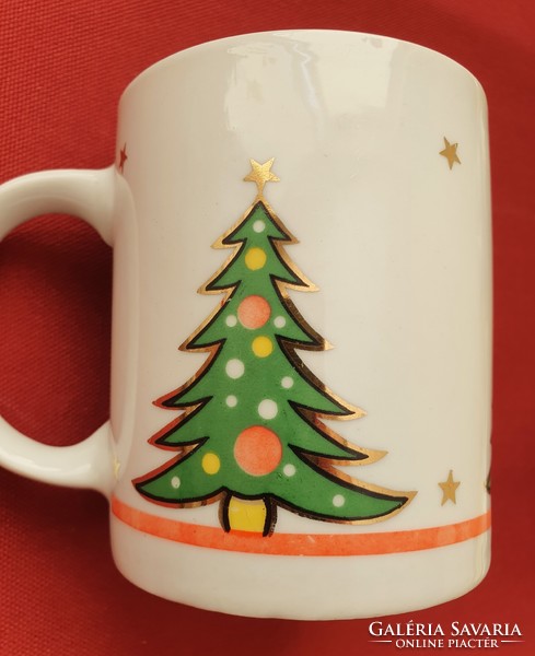 Karácsonyi karácsonyfa mintás porcelán bögre csésze