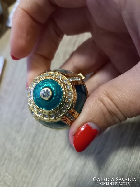 Fabergé fire enamel jewelry holder egg with Swarovski crystal