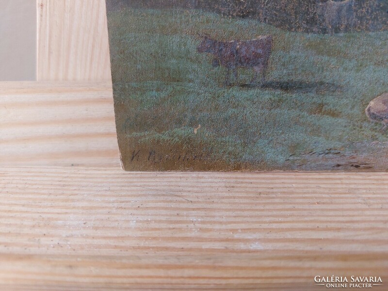 (K) antique landscape painting 28x24 cm