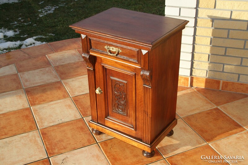 Old German carved bedside table