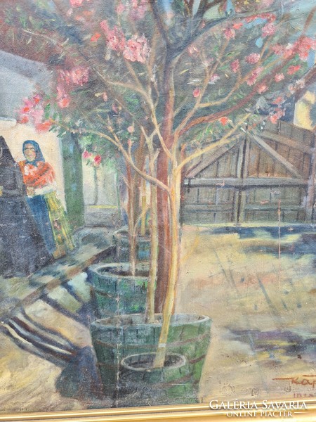 In Kaposy köd (1914-1996) village yard with leander