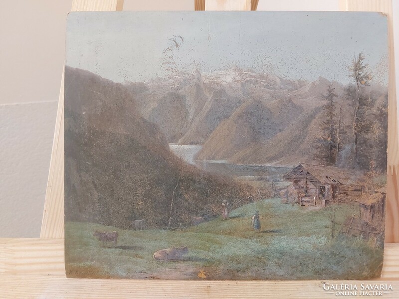 (K) antique landscape painting 28x24 cm