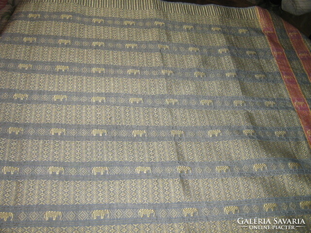 Beautiful vintage fringed elephant carpet wall protector / tablecloth