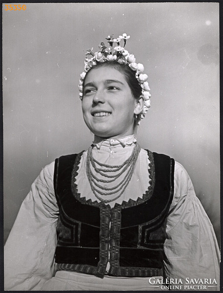 Larger size, photo art work by István Szendrő. Young woman, Kecseti (Hargita county) folk costume