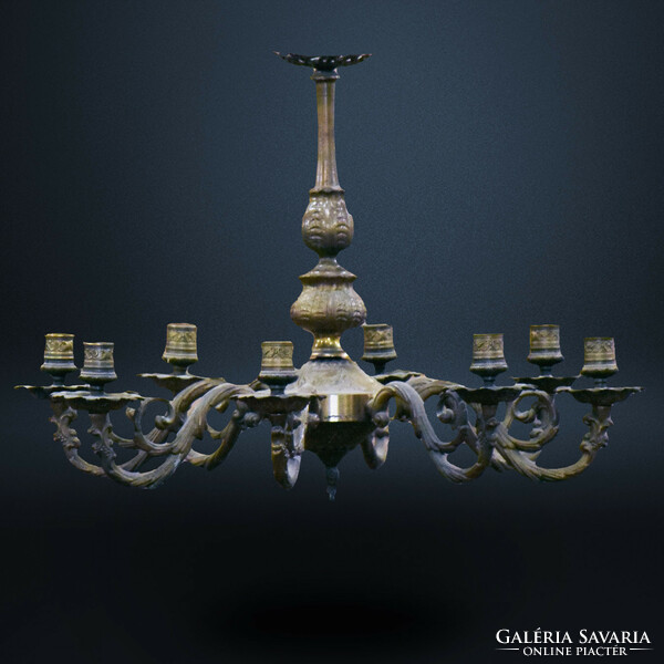 Antique eight-arm metal chandelier