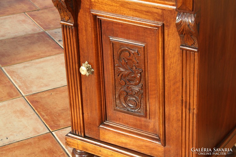 Old German carved bedside table