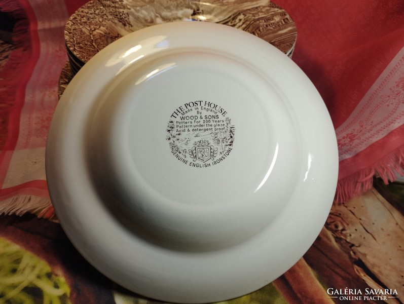 Gyönyörű angol jelenetes porcelán tányér készlet,12 darab