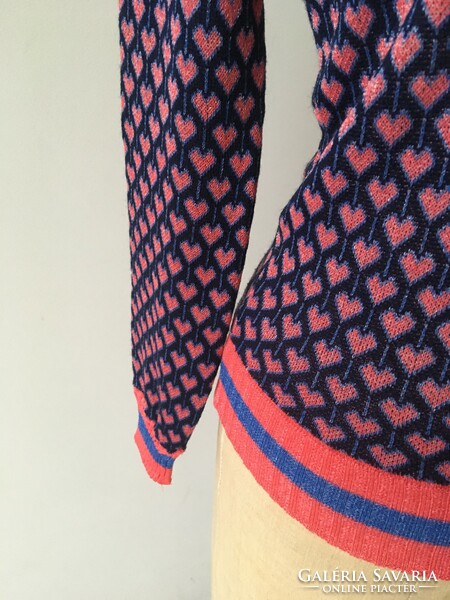 Új M&S Collection (Marks&Spencer) színes, szivecske mintás kötött pulóver, pulcsi XS/S, 36, UK8
