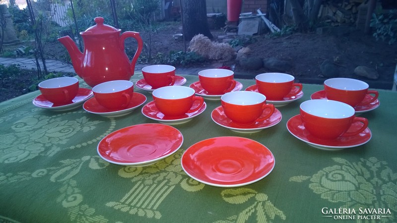 Retro orange Zsolnay coffee set-coffee cup-coffee pot also individually