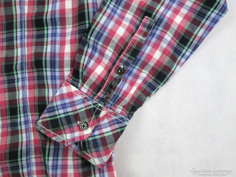 Original tommy hilfiger (m) elegant checkered long sleeve men's shirt