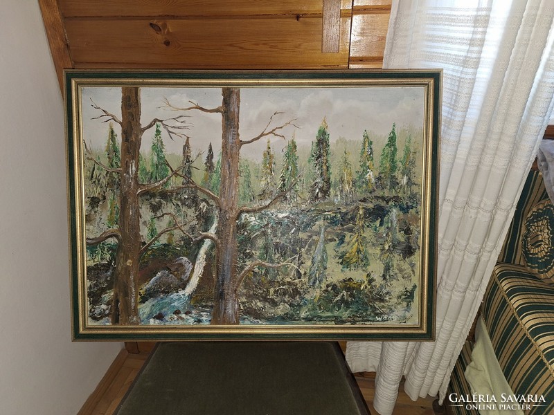 Hangulatos erdő részlet olaj festmény ismeretlen